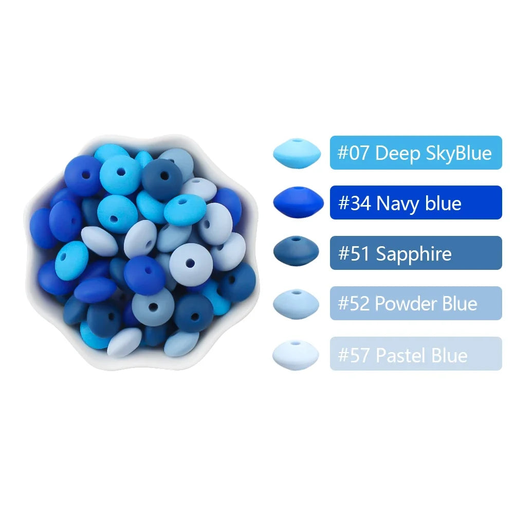 100/50/20Pcs Silicone Lentil Beads - 12mm BPA Free Loose Spacer Beads for DIY Jewelry Making Bracelets Necklaces Keychains