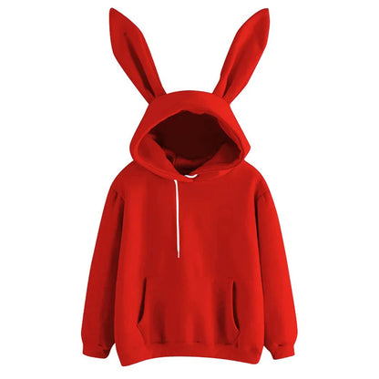 Women's Rabbit Hooded Hoodie - Harajuku Loose Casual Autumn Winter Coat