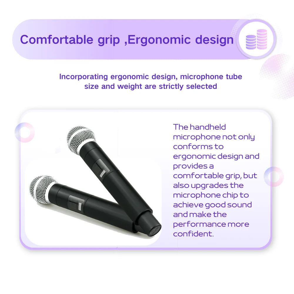 GLXD4 Professional Wireless Microphone – Dual Channel UHF Rechargeable Mic for Stage, Speeches & Live Streaming