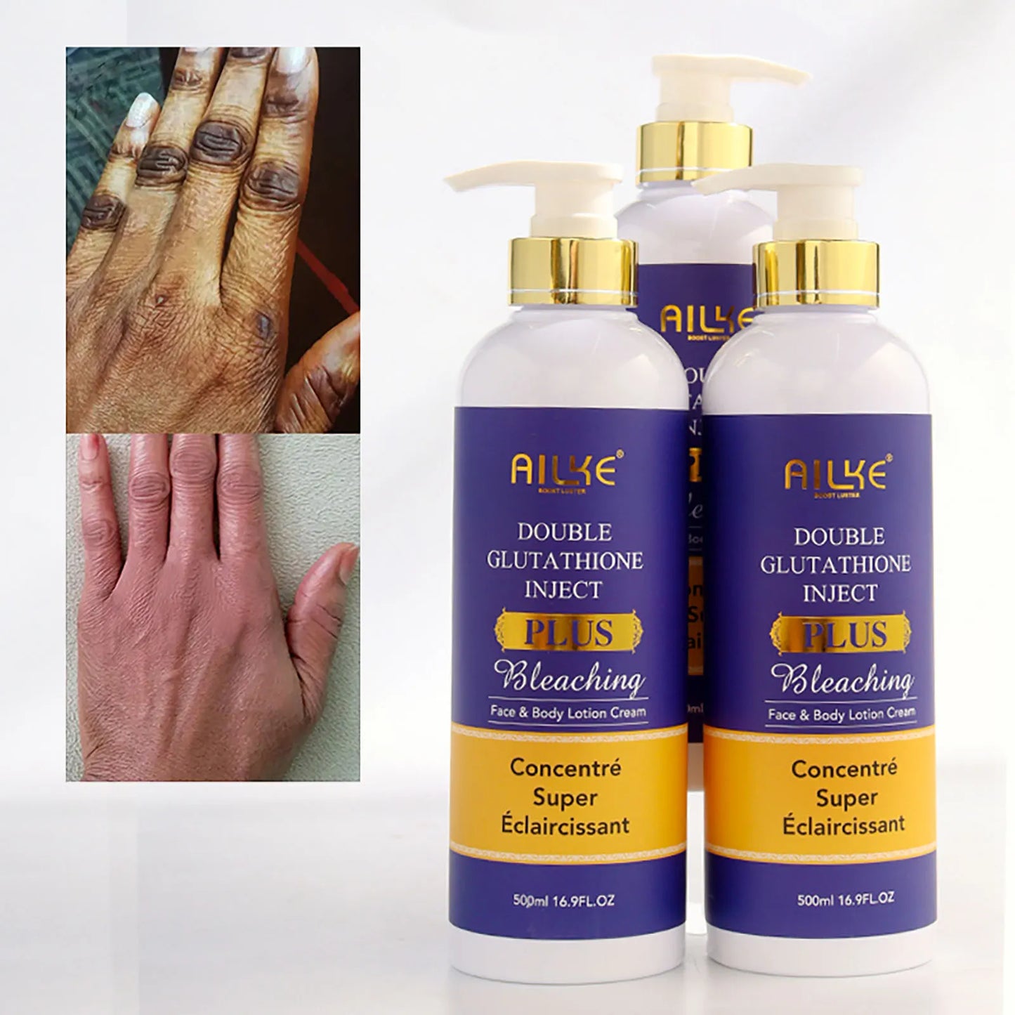 AILKE Glutathione Lightening Body Lotion – Moisturizing & Hydrating for Even Skin Tone and Dark Spot Improvement