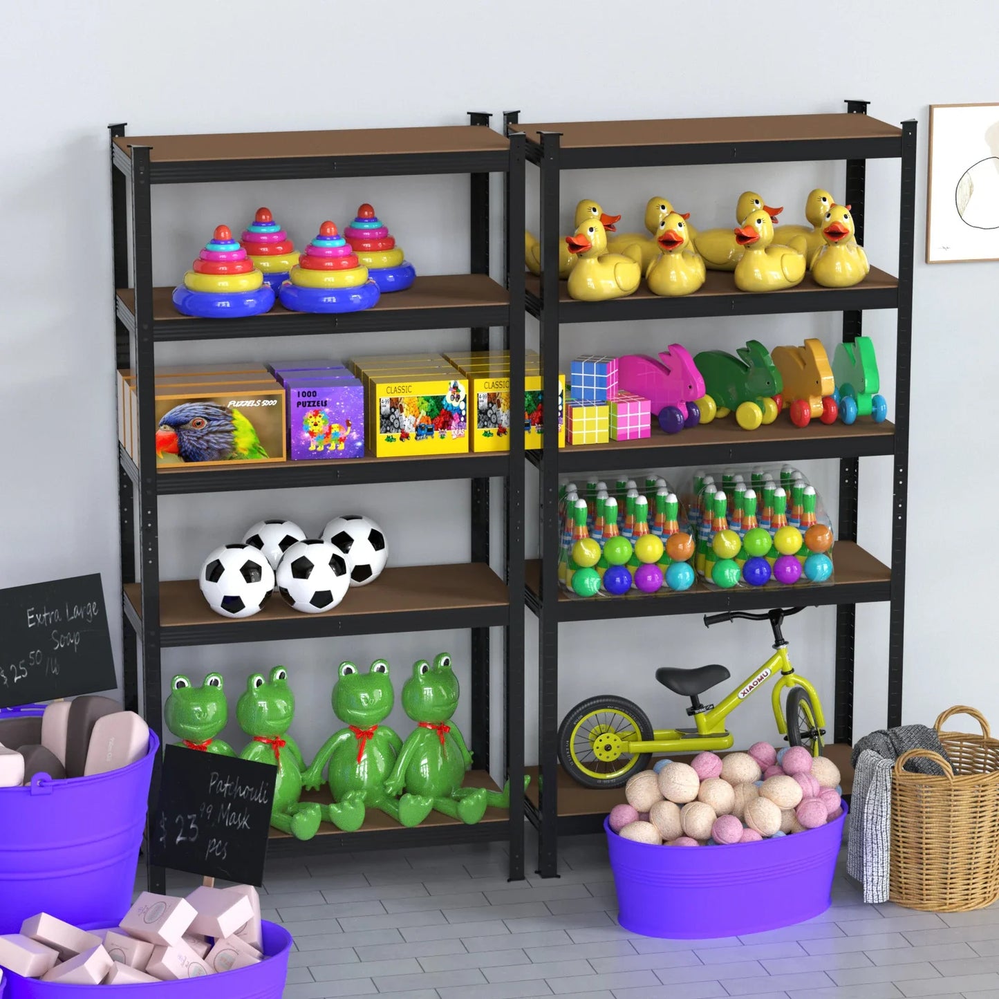 DayPlus 5-Tier Heavy Duty Garage Shelving – Adjustable Storage Unit, 386LBS Load Capacity per Tier, 150-200CM Height