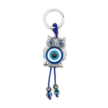 Lucky Eye Fatima Hand Keychain – Alloy Tree of Life Elephant Owl Blue Turkish Evil Eye Car Keyring Jewelry for Men & Women Gift