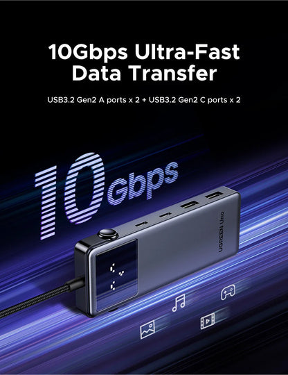 UGREEN Uno 6-in-1 USB-C Hub – 4K60Hz, PD100W, 10Gbps USB3.2 Splitter Adapter for Laptop & MacBook Pro/Air