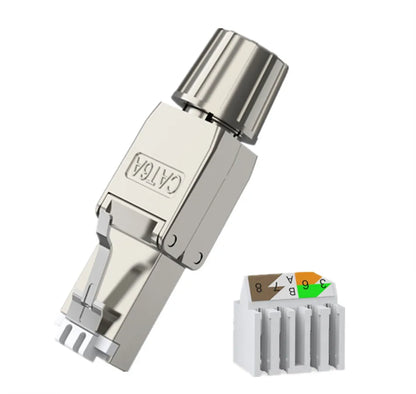 Cat6A/Cat7 RJ45 Connector — UTP/STP Toolless Network Plug | Shielded PoE Ethernet Modular Male Adapter