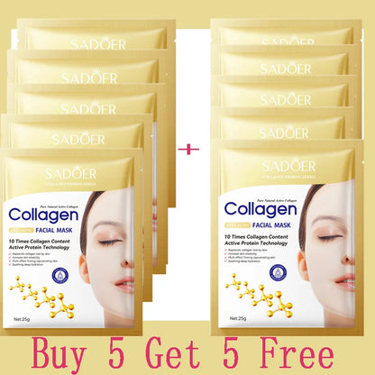 10PCS Collagen Anti-Wrinkle Facial Masks – Korean Skincare for Anti-Aging, Firming, Moisturizing & Brightening