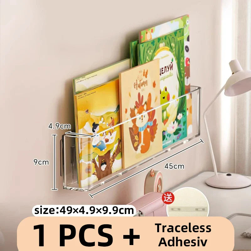 Acrylic Picture Book Display Stand – Wall Hanging Bookshelf for Children's Books, Magazines, and Storage Behind the Door