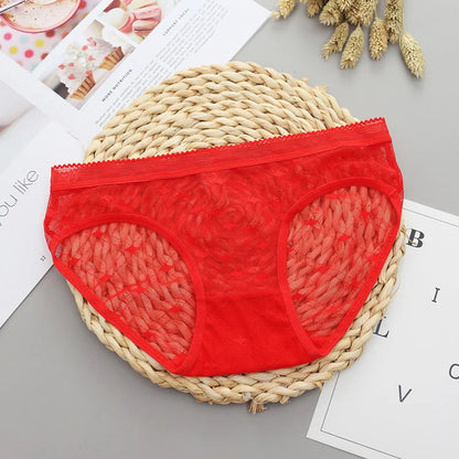 Women’s Low-Rise Lace Mesh Panties – Sexy Transparent Hollow-Out Briefs Lingerie Underwear