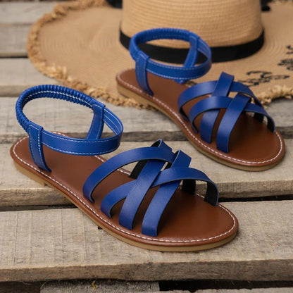 Women's Chic Spring Flat Sandals - Lightweight Elastic Band Comfort Shoes for All-Day Casual Style