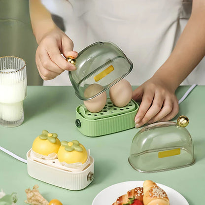120W 220V Electric Egg Boiler & Poacher - Automatic Mini Breakfast Machine for 2 Eggs, Portable Food Steamer
