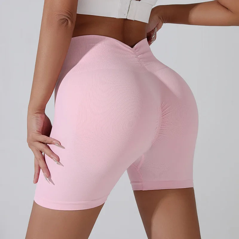 Peach Hip Lifting Sports Shorts — Women's High-Waist Slimming Running & Workout Three-Point Tight Pants