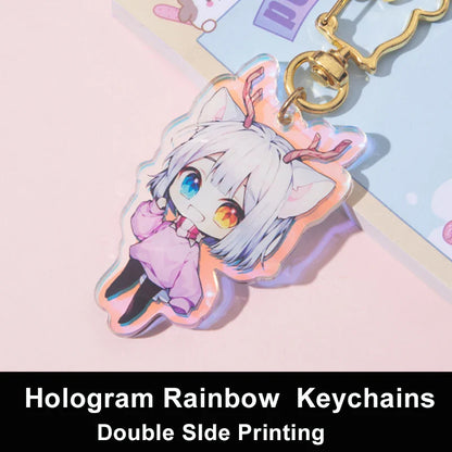 Custom Cartoon Keychains — Personalized Photo & Anime Transparent Hologram Acrylic Charm, Perfect Gift