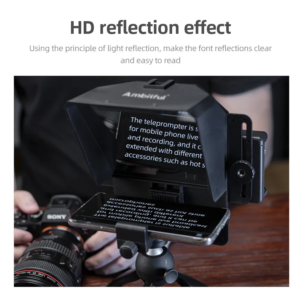 Ambitful Mini Teleprompter – Portable Phone & DSLR Recording Inscriber with Remote Control for Video