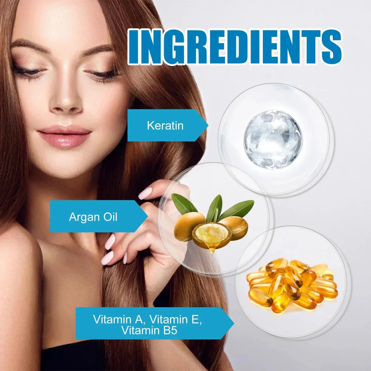 Magic Hair Vitamin Capsules with Keratin Oil – Fast Restore for Soft, Smooth, Shiny Hair & Deep Moisturizing Frizzy Scalp Care