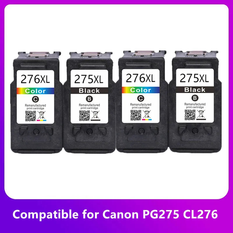 Remanufactured Canon 275XL 276XL Ink Cartridges Set – PG275 CL276 Compatible Printer Ink for Canon TS3522, TS3520 & TR4720