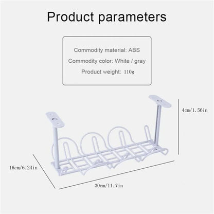 Under-Desk Cable Management Tray – Power Strip & Wire Organizer Rack for Office and Living Room