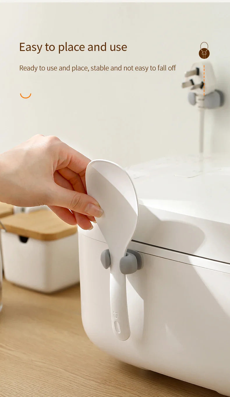 Silicone Rice Spoon Holder — Wall-Mounted Kitchen Storage Rack & Cooker Spoon Placement Shelf