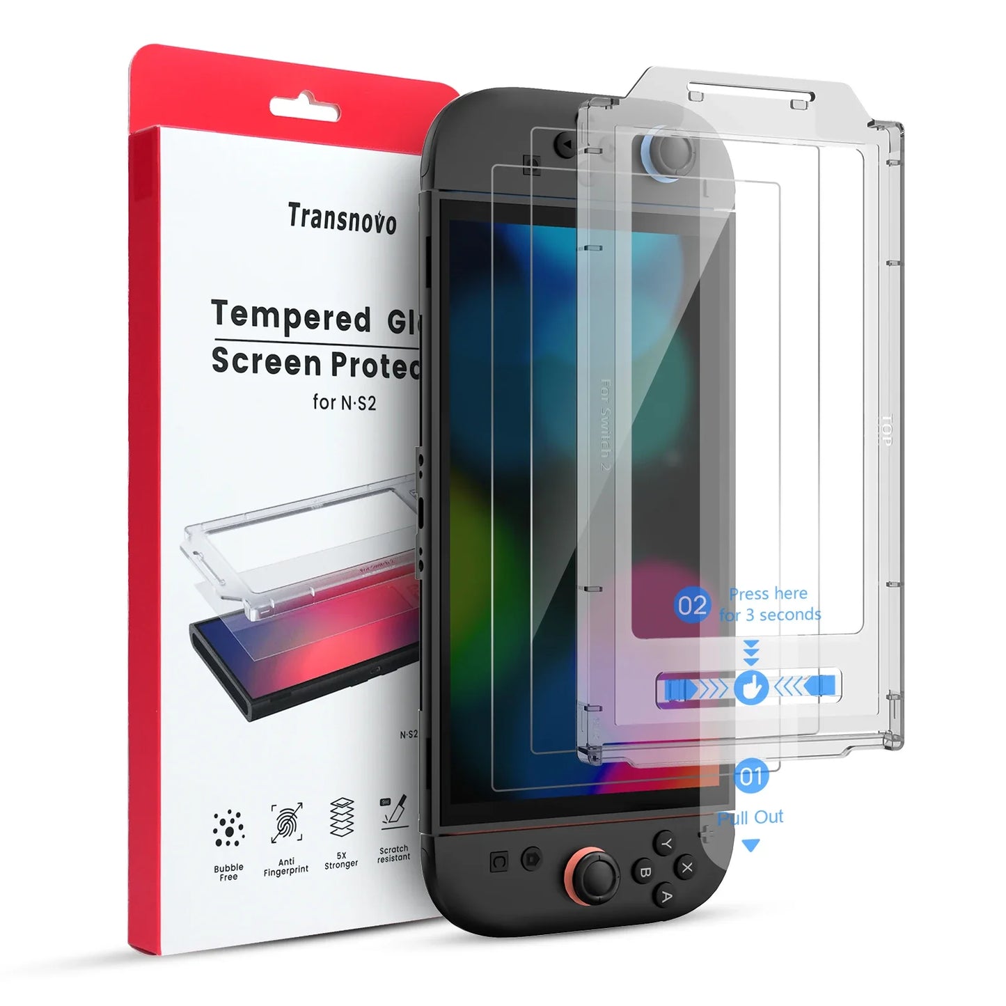 Tempered Glass Screen Protector for Nintendo Switch 2 (2025) — Ultra Clear 9H Hardness, Anti-Fingerprint, NS2 Protective Film