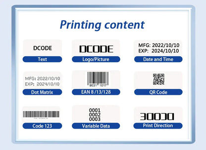 DCODE 1755PLUS Portable Handheld Inkjet Printer – 12.7mm Text, QR, Barcode, Logo & Date Printing Machine
