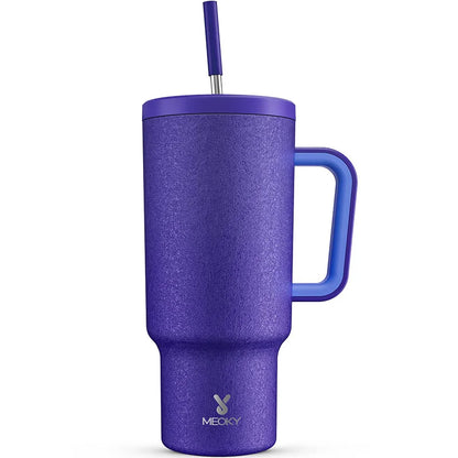 Meoky 40oz Mug Tumbler with Handle – Insulated Stainless Steel Tumbler with Lid & Straw, Coffee Thermos Cup, Heat Press Ready