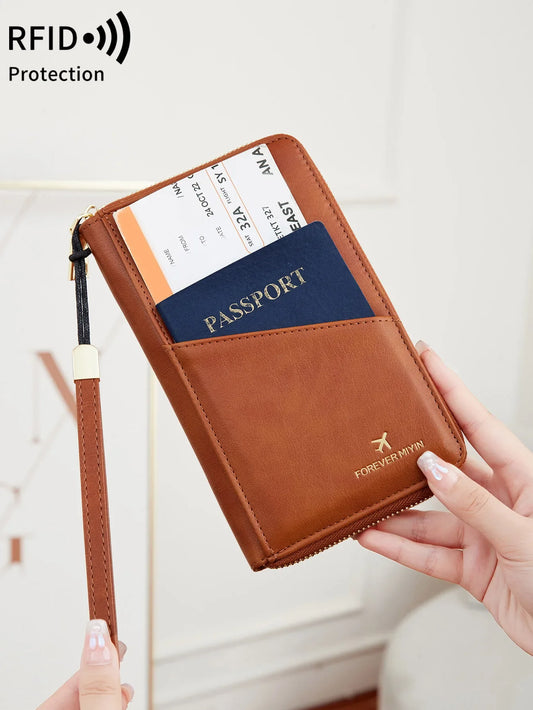 Fashionable RFID Passport Holder – PU Leather Front Pocket Wallet, Multifunctional Travel Accessories for Protection