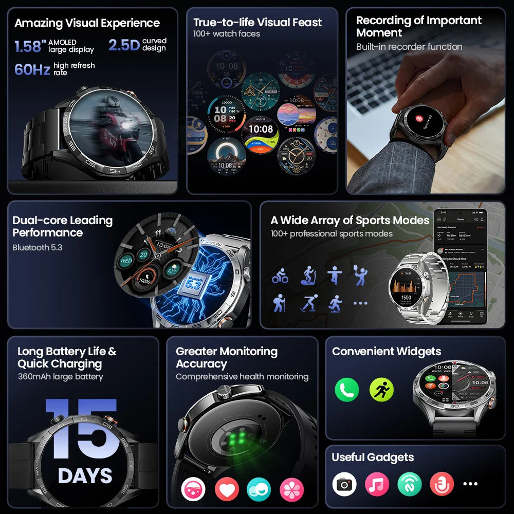 HAYLOU Solar 5 Smartwatch — 1.58" AMOLED, Voice Calling, 24H Health & Sports Tracker for Men