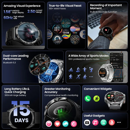 HAYLOU Solar 5 Smartwatch — 1.58" AMOLED, Voice Calling, 24H Health & Sports Tracker for Men