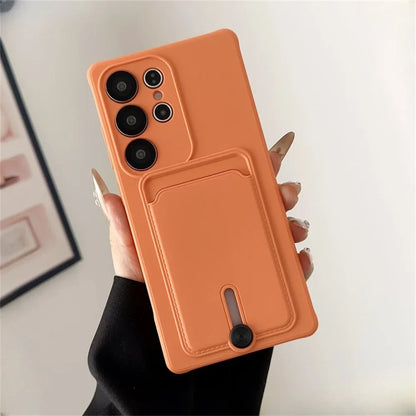 Liquid Silicone Samsung Galaxy Wallet Case with Card Holder – Shockproof Cover for S26/S25/S24 Ultra, Plus, FE & A56/A55/A54 Series