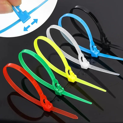 100/1000pcs Reusable Nylon Cable Ties – Adjustable Self-Locking Zip Tie Straps for Cord Organization & Binding