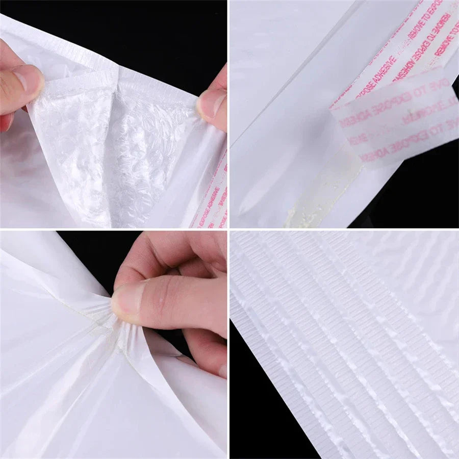 50pcs Pearlescent Film Waterproof Bubble Mailers | Self-Seal White Foam Shipping Bags, Thickened Packaging Envelopes