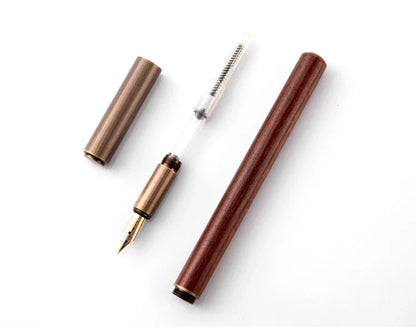 Luxury Retro Wood and Bronze Fountain Pen - 0.5mm Calligraphy Ink Pen for Business, Art, and School, Ideal Student Stationery Gift