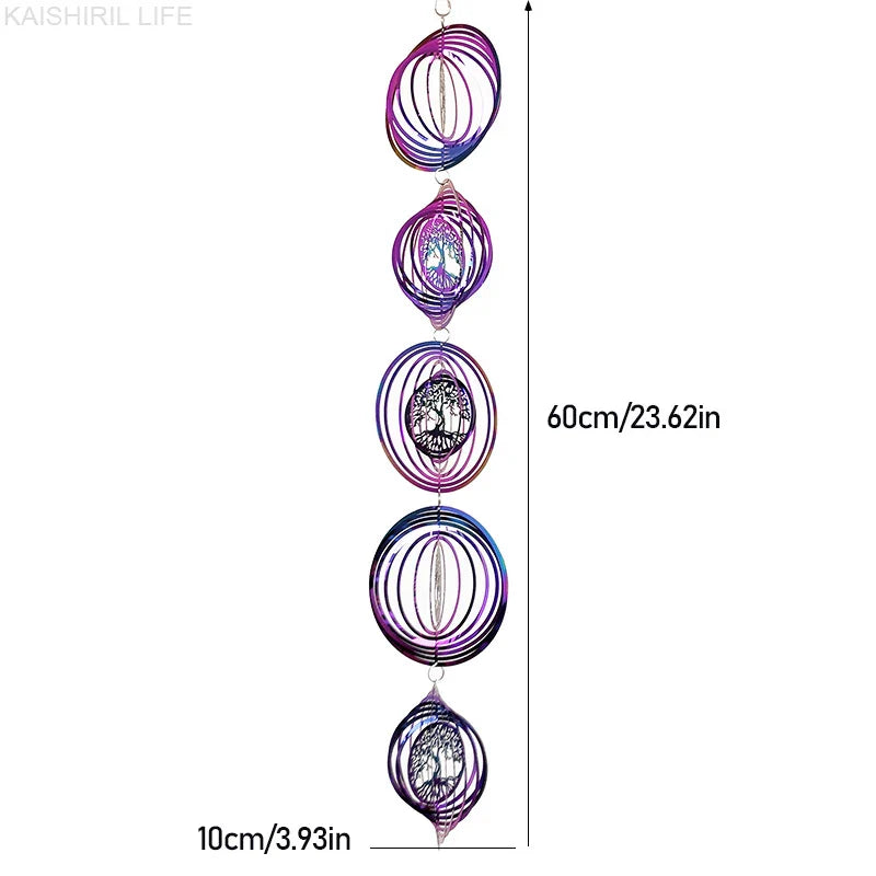 3D Rotating Tree of Life Wind Spinner Chimes – Aesthetic Outdoor Garden Hanging Decor