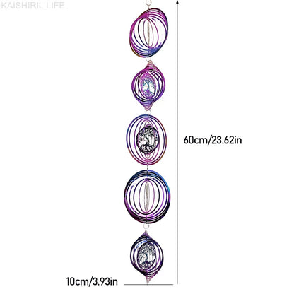 3D Rotating Tree of Life Wind Spinner Chimes – Aesthetic Outdoor Garden Hanging Decor