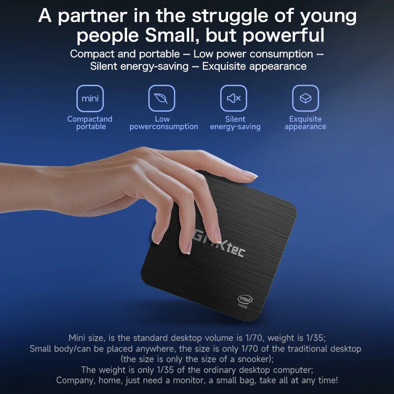 GMKtec G2 Mini PC – Intel 12th Gen Alder Lake N100, Windows 11 Pro, 12GB DDR5 RAM, 512GB SSD, WiFi 6 & BT5.2 Desktop Computer