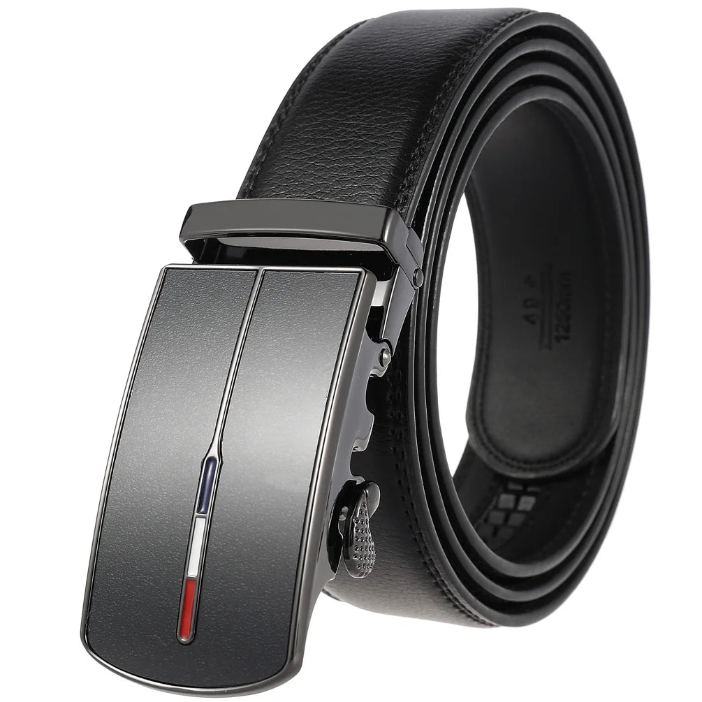 Men’s Cowskin Leather Belt – Luxury Automatic Buckle Designer Style in Black or Brown (3.5cm)