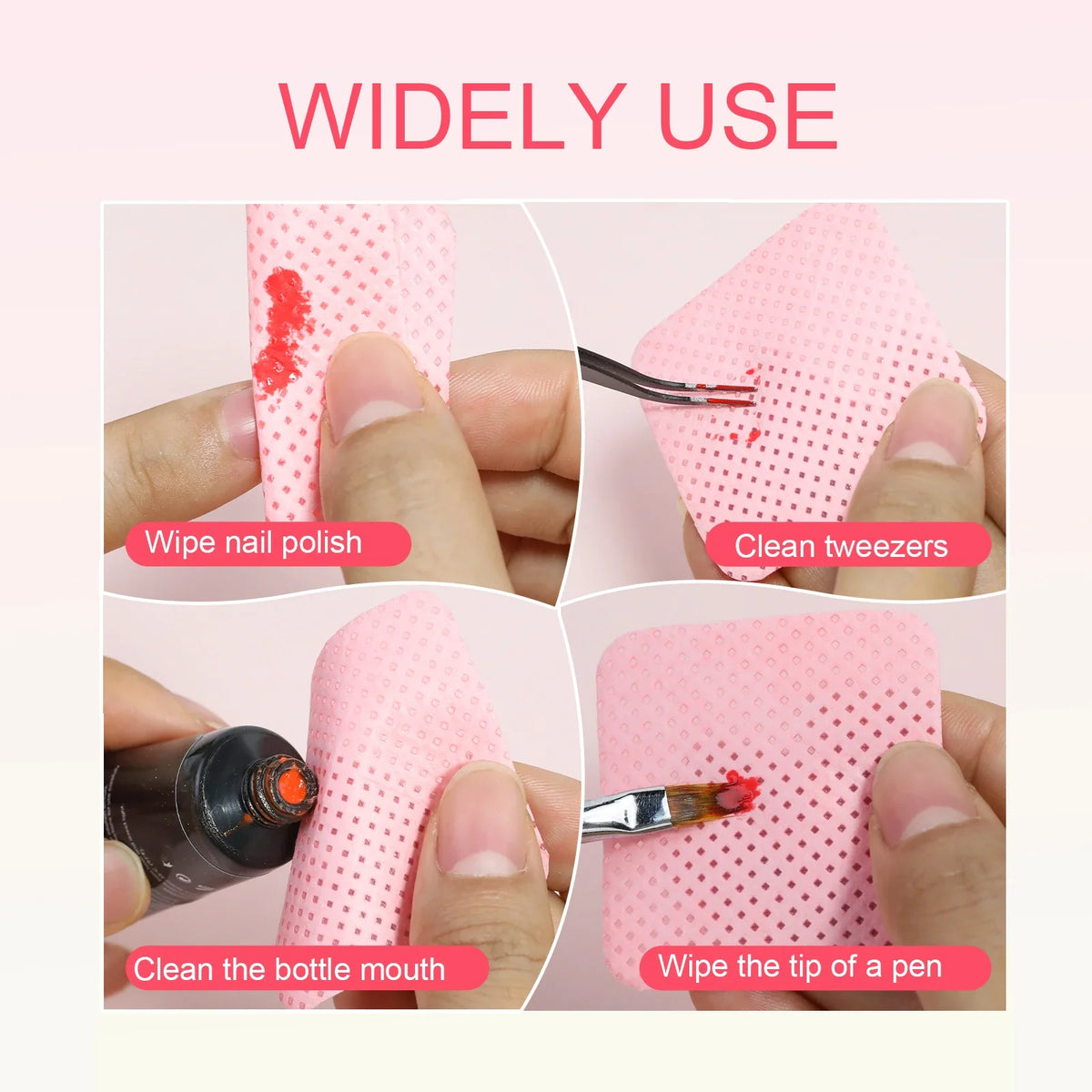 1080-Piece Nail Art Wipes - Lint-Free Cotton Pads for Gel Polish, Eyelash Glue & Beauty Cleaning