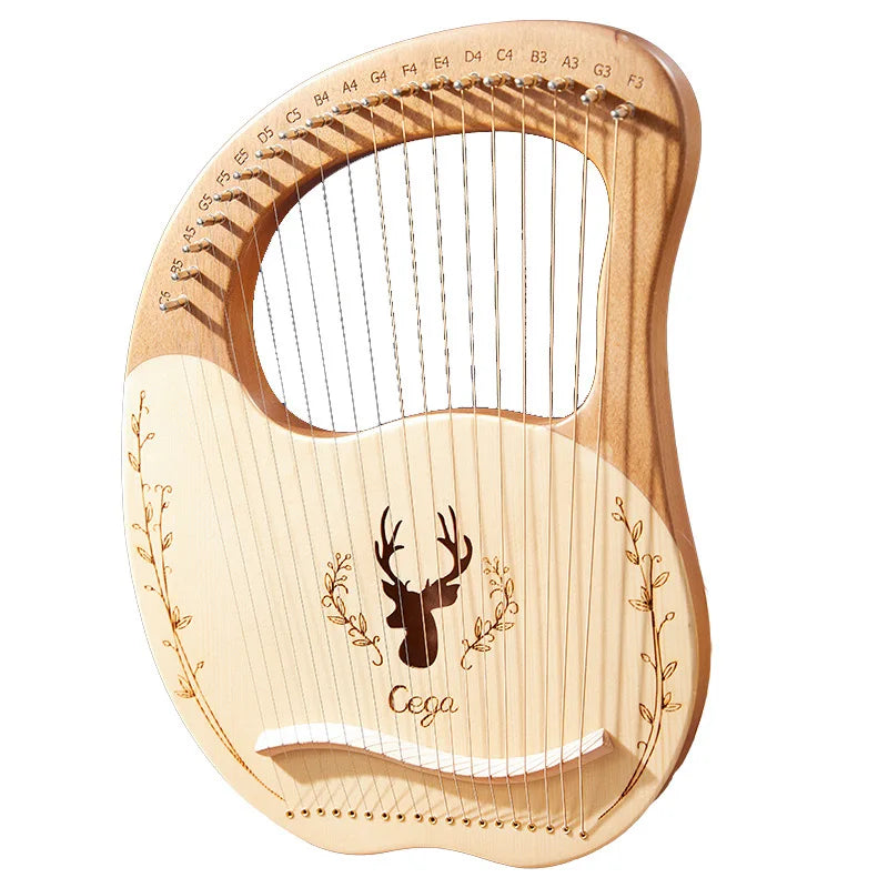 Lyre Harp 19-String – Mahogany Wood Stringed Musical Instrument with Tuning Wrench & Spare Strings