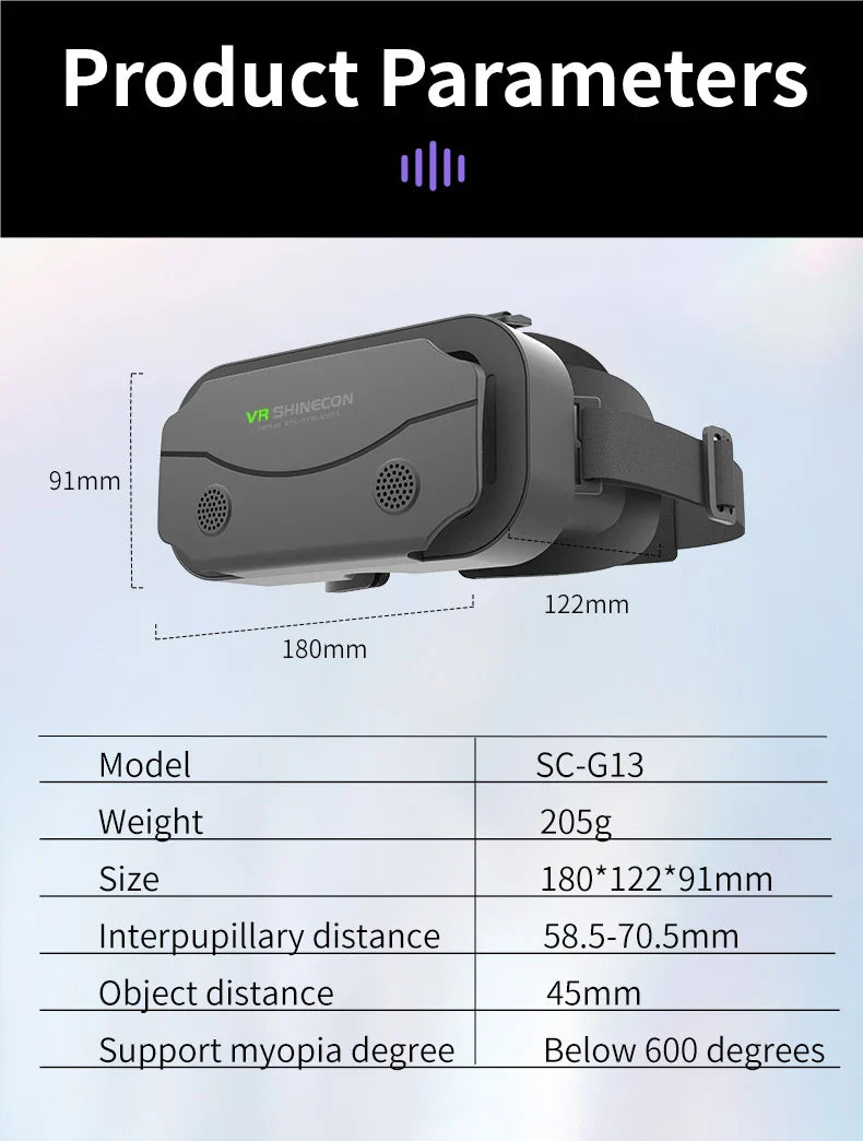 Shinecon 3D VR Headset – Virtual Reality Glasses with Helmet Lenses for Smartphones