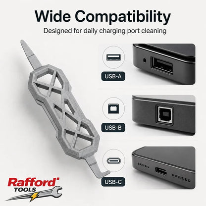 Portable USB Charging Port Cleaner - Dual-End Dust Removal Tool for USB-A, USB-B & USB-C Ports