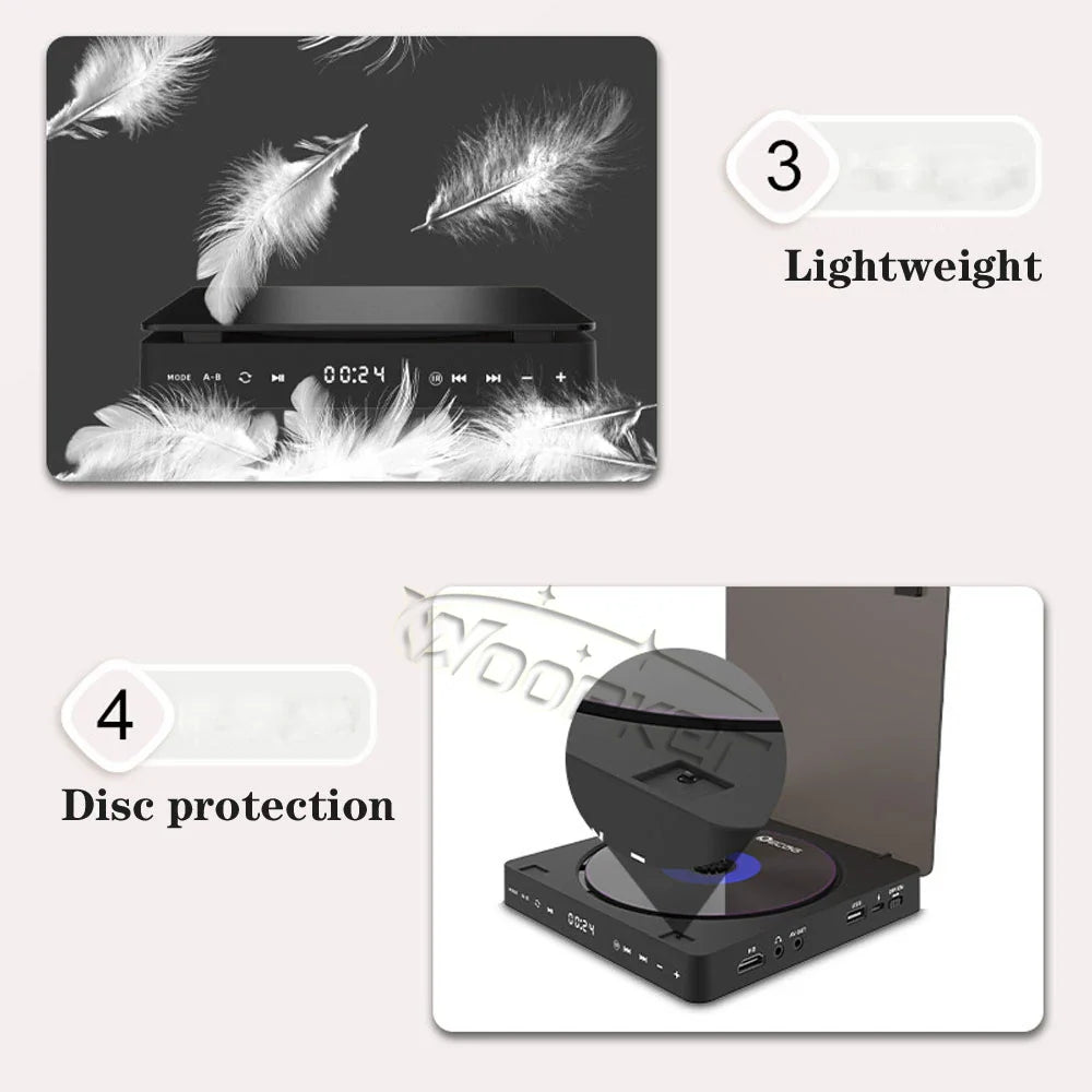Woopker HD DVD Player – HDMI & AV Connection, USB Input, Headphone Output, LED Touch Screen, 1080P Type-C 5V/2A