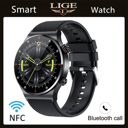 LIGE 2023 ECG+PPG Smartwatch for Men – AMOLED Touchscreen, Bluetooth Call, NFC, Waterproof Sports Watch for Android & iOS