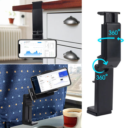 Portable Airplane Phone Holder Clip | Foldable Travel Stand for iPhone, Samsung, Google, Mi | Seat & Desk Mount Support