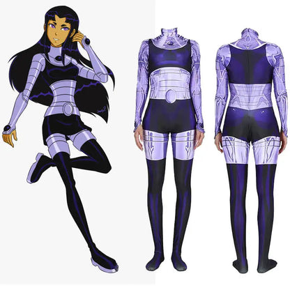 Girls & Women Blackfire Superhero Cosplay Costume – Starfire Bodysuit Zentai Jumpsuit for Halloween