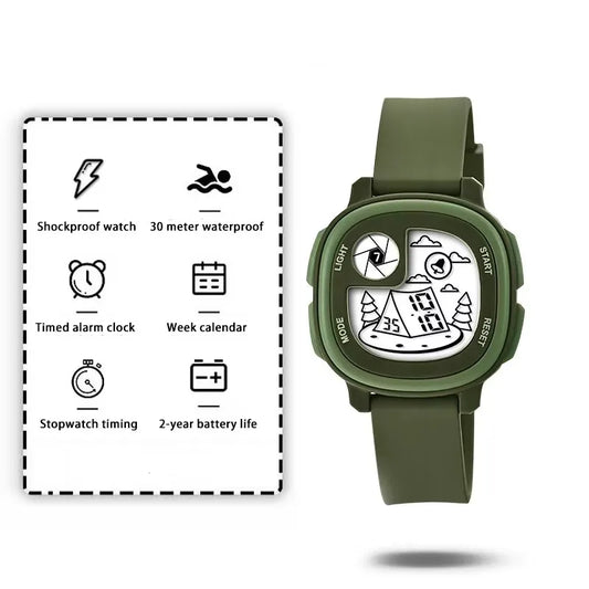 Children’s Digital Sports Watch - Waterproof Electronic Wristwatch with Alarm & Timer for Boys and Girls