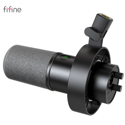 FIFINE USB/XLR Dynamic Microphone – Shock Mount, Touch-Mute, Headphone Jack & Volume Control, for PC or Sound Card Recording (K688)