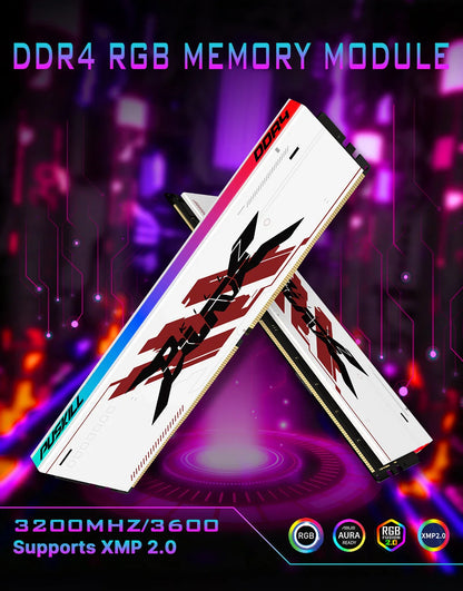 PUSKILL RGB DDR4 Gaming RAM – 8GB/16GB 3200MHz-3600MHz DIMM Desktop Memory