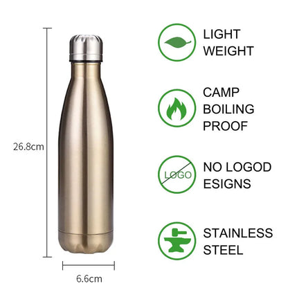 500ml Sport Bottles - Double Wall Insulated Vacuum Flask Stainless Steel Thermos, Large Capacity Coke Bottle, Car Water Cup