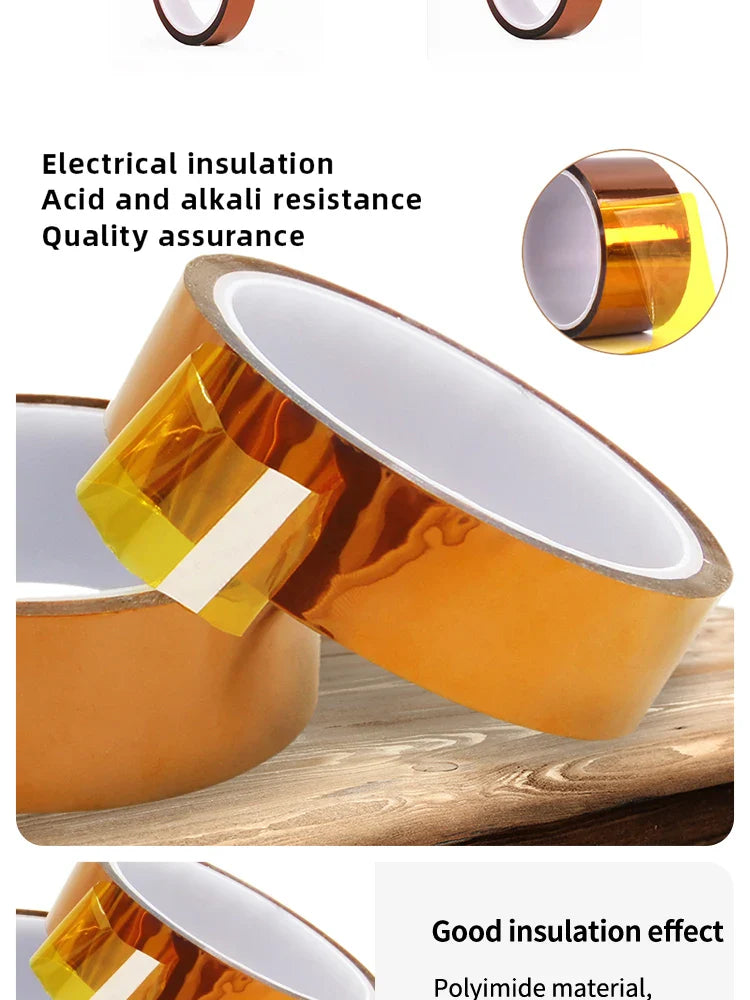 30m Gold Finger High-Temp Polyimide Tape – Anti-Static PET Insulation Tape for Lithium Batteries, Multi-Size Options