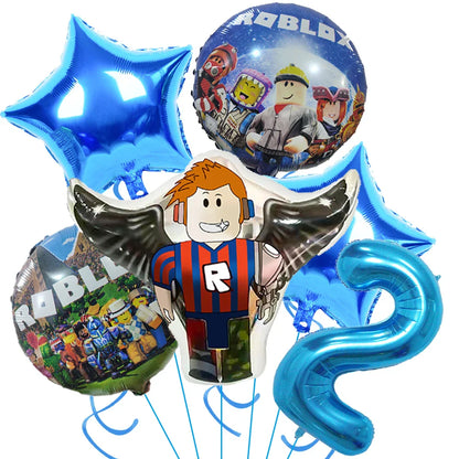 Roblox Birthday Party Supplies — Balloons, Disposable Tableware & Backdrop for Kids’ Party or Baby Shower