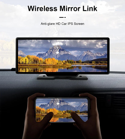 10.26" 4K Dash Cam Car Mirror — Wireless CarPlay Android Auto GPS Multimedia Rearview Camera Dashboard Monitor