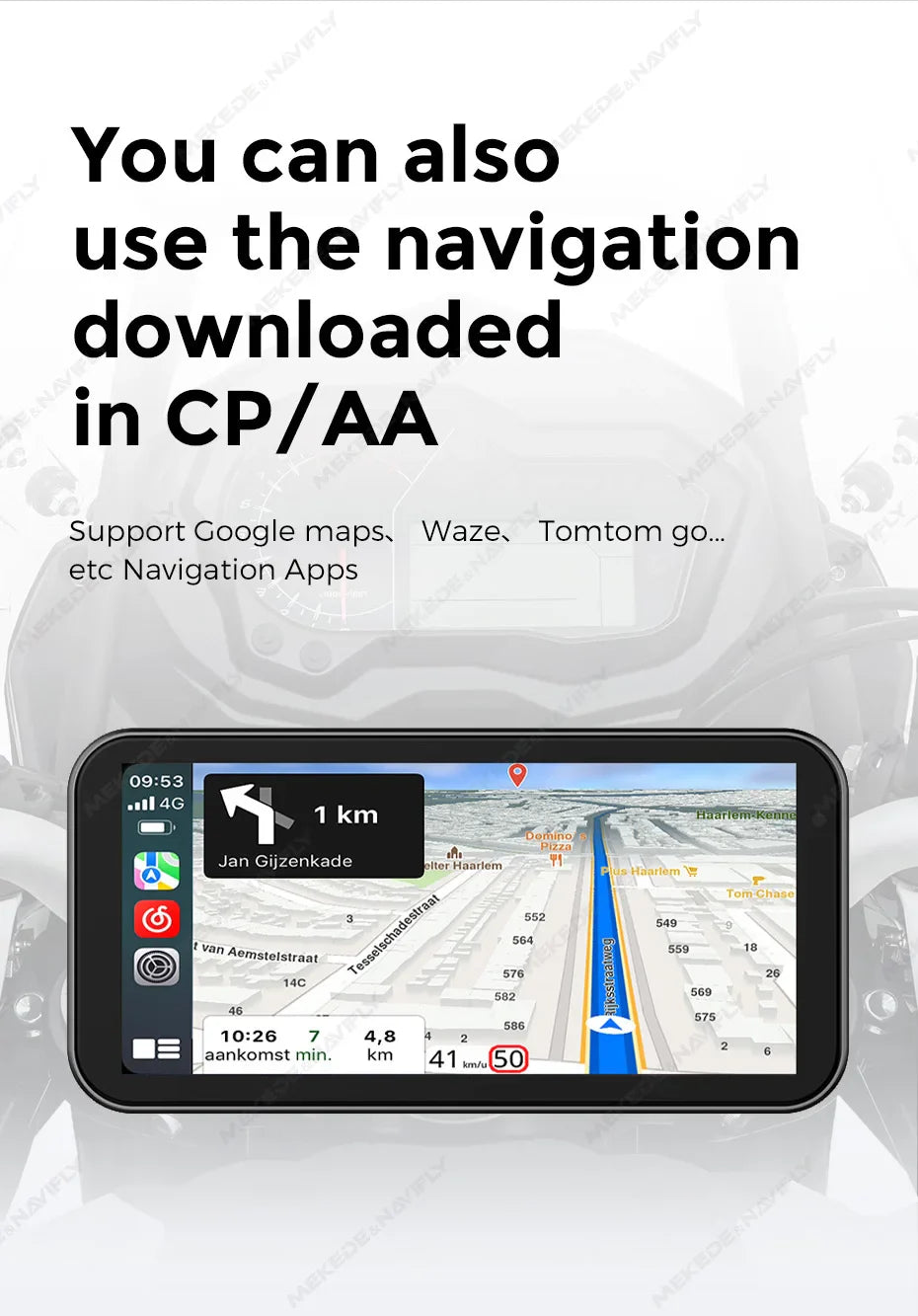 Portable 6.25-Inch Motorcycle GPS Navigation with Wireless CarPlay & Android Auto – IP67 Waterproof, DVR Drive Recorder, WIFI Moto Monitor